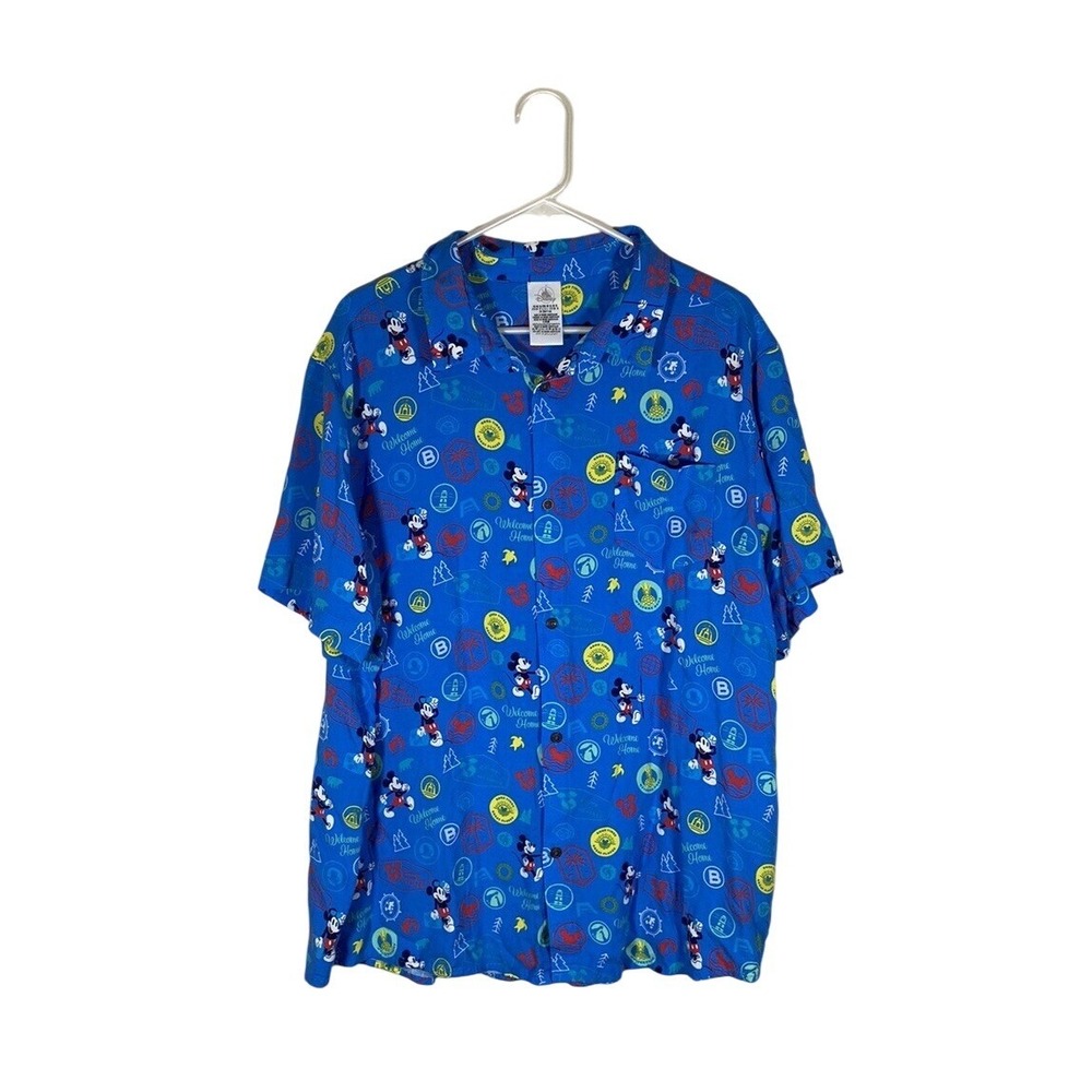 2022 Walt Disney World DVC Mickey Mouse Home Woven Camp Shirt Size XL